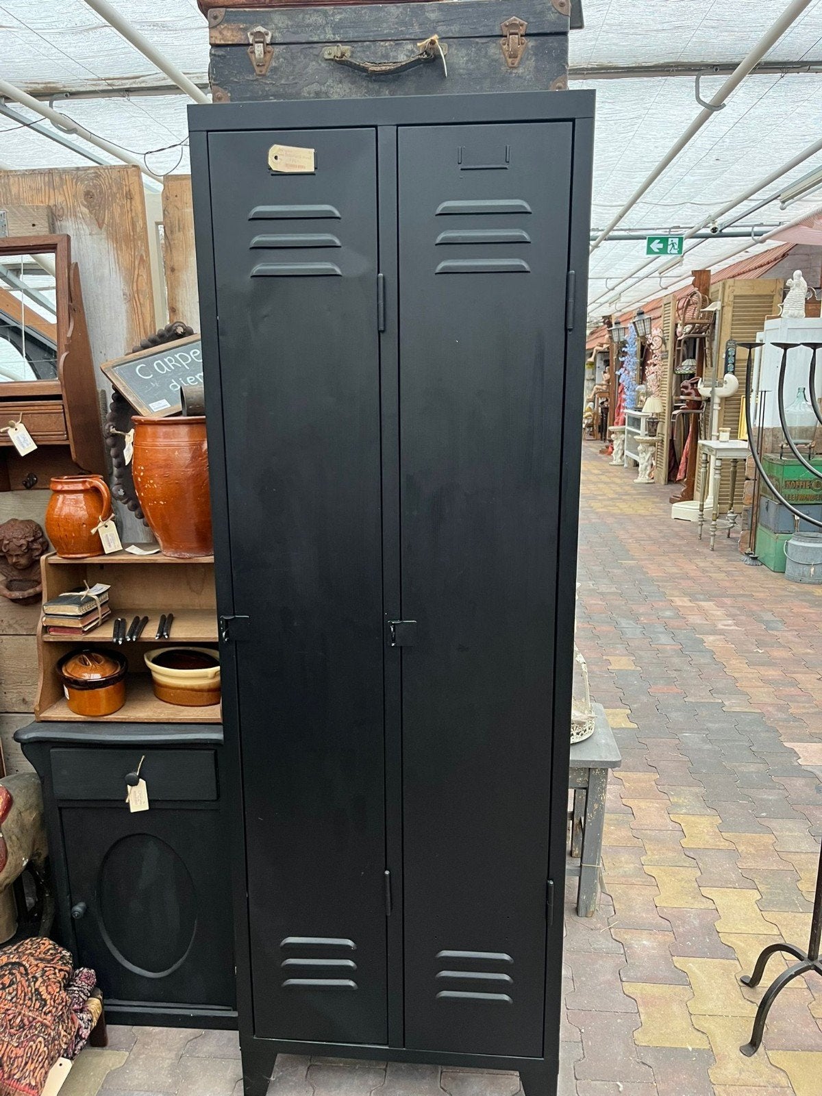 oude locker kast zwart vintage,landelijk,brocant, Ophalen, X, X, X