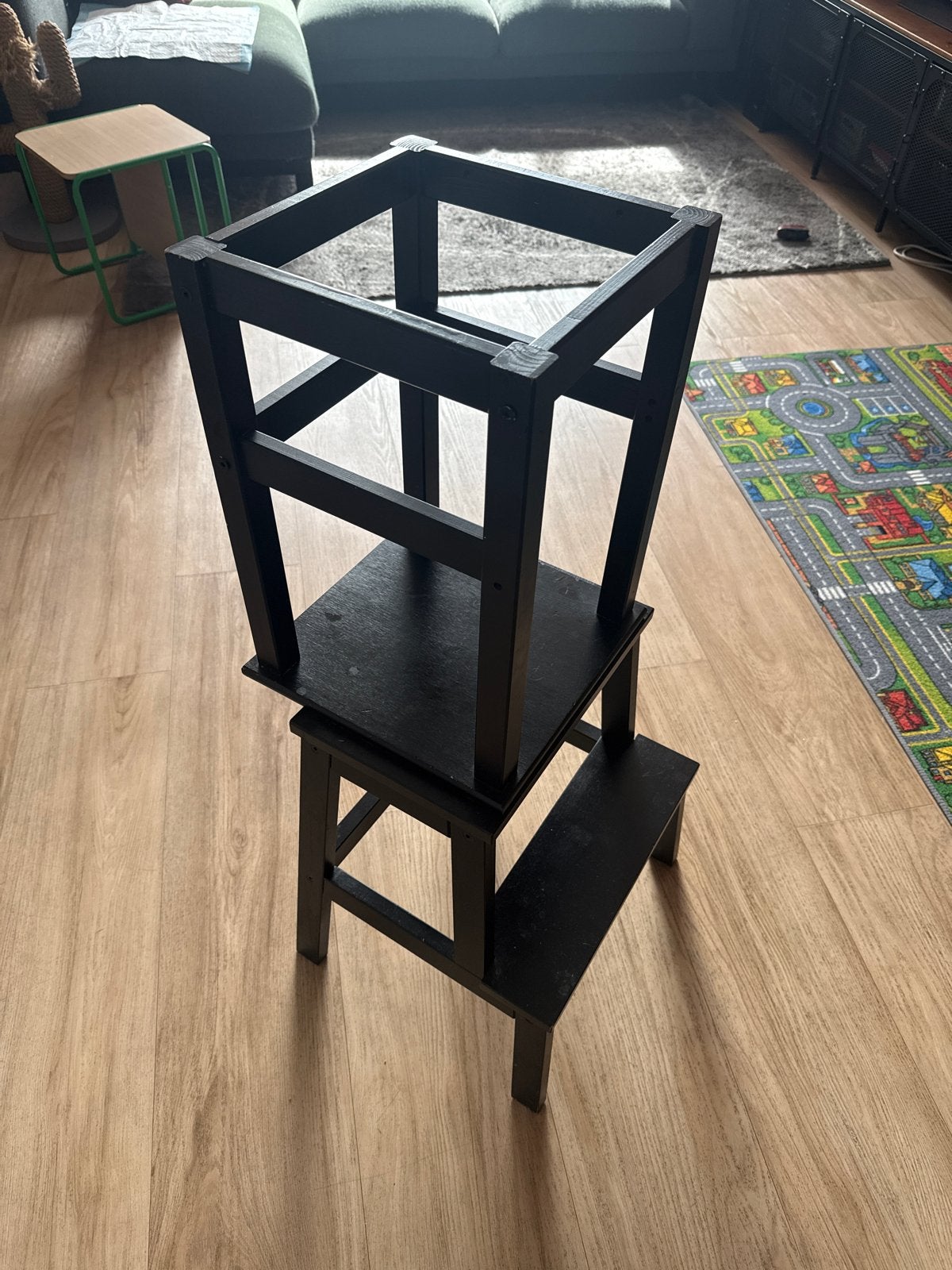 Zwarte houten leertoren / keukenhulp voor kinderen, Ophalen, Gebruikt, Overige typen