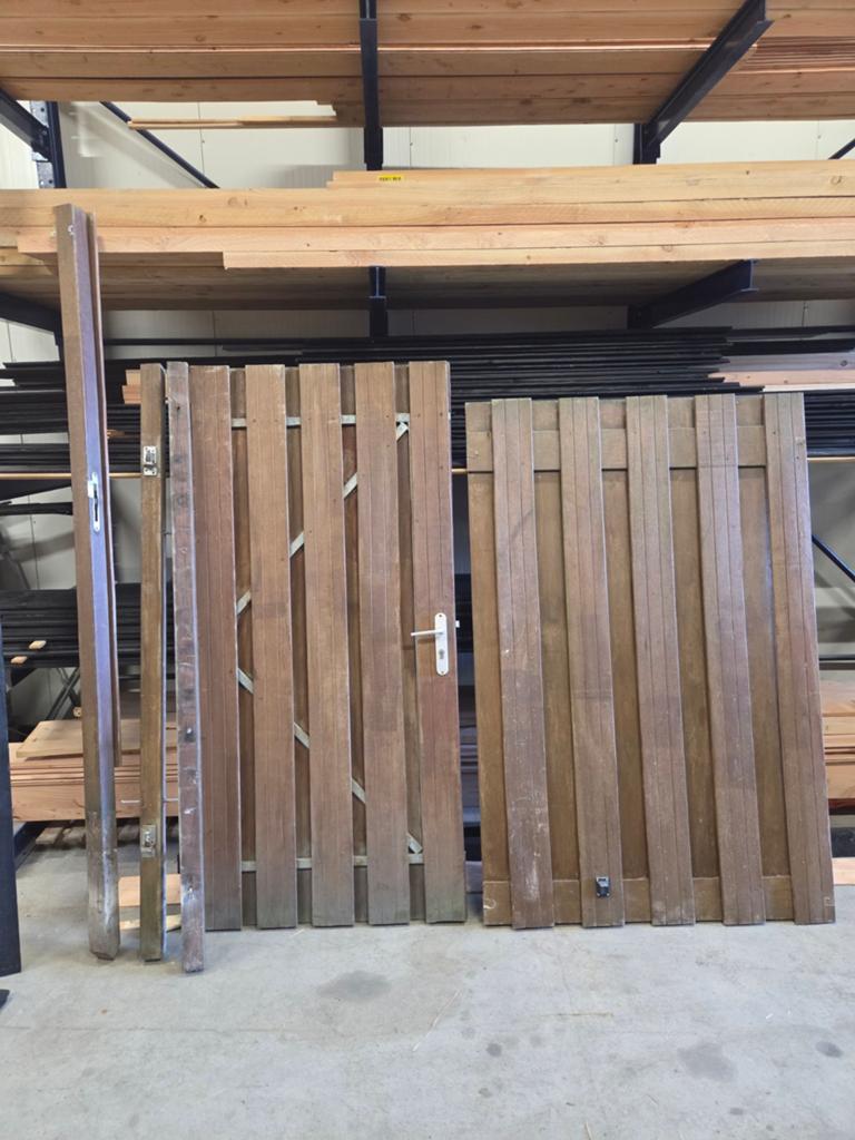 Houten Tuinpoort met Hekwerkdelen, Tuin en Terras, Tuinhekken en Hekwerk, Ophalen, Met poort, Gebruikt, Tuinhek