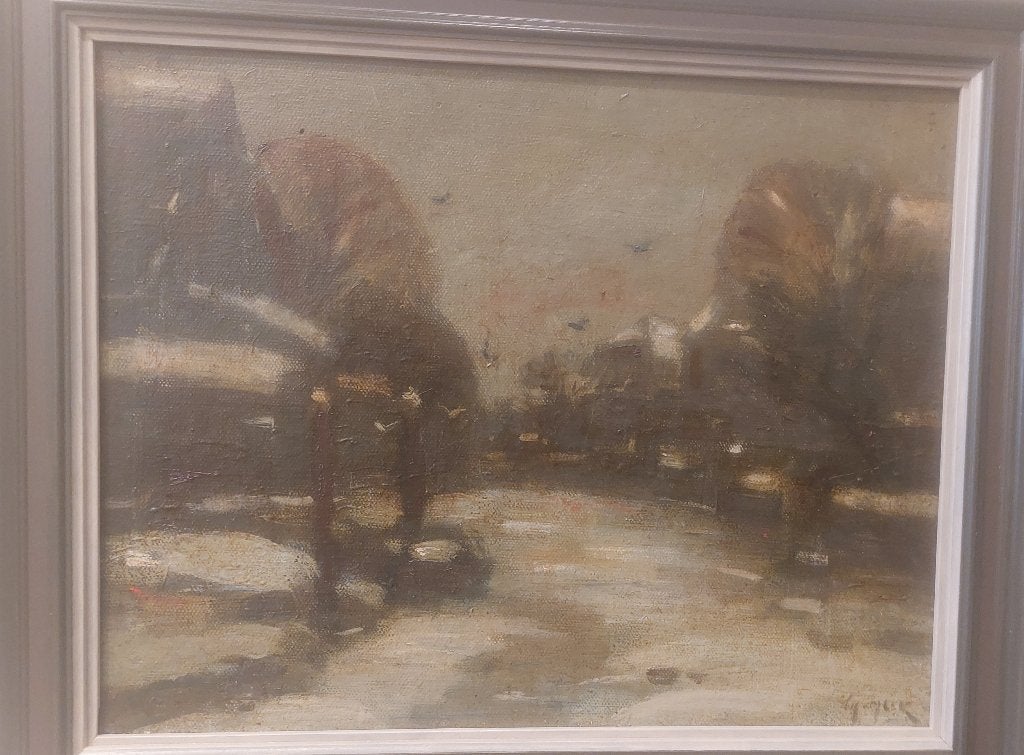 Stadsgezicht Dordrecht Th.van Heck, Antiek en Kunst, Kunst | Schilderijen | Klassiek, Ophalen, Origineel werk, Impressionistisch