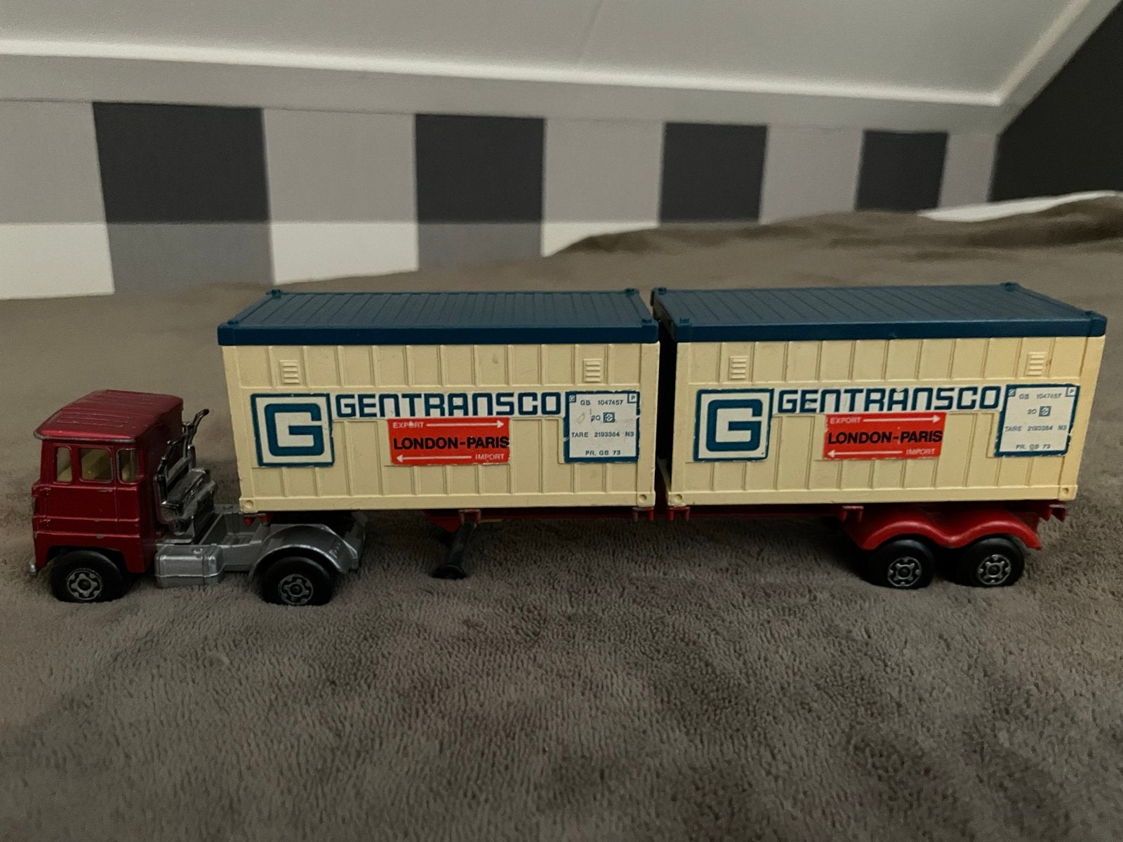 Vintage Matchbox Gentransco Vrachtwagen met Containers, Ophalen of Verzenden, Gebruikt