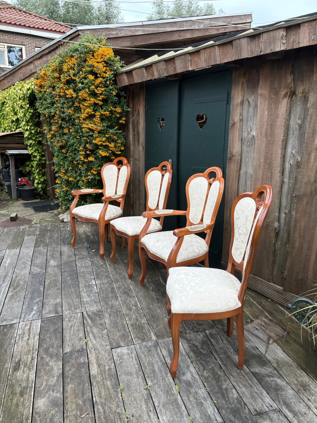 Barok eetkamer stoelen set van 4, Gebruikt, Barok, Wit, Ophalen of Verzenden
