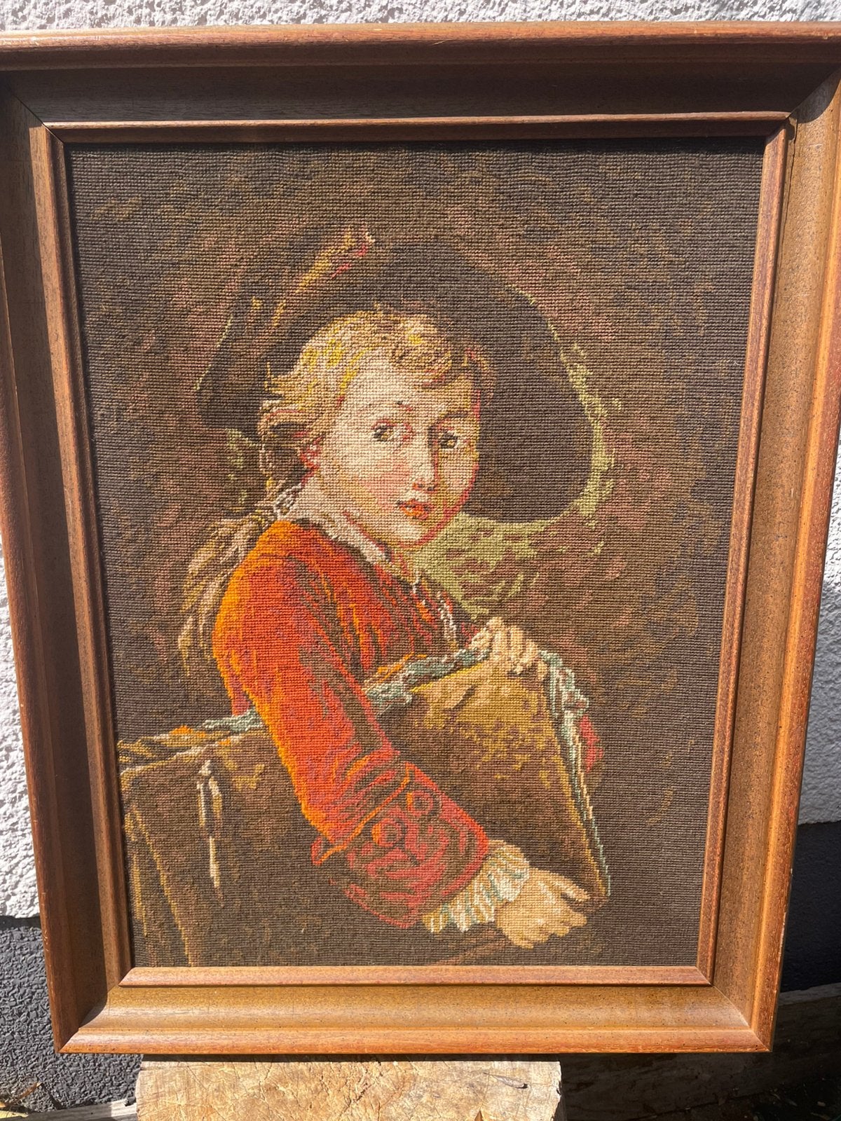 Mooi warm tetro borduurwerk geborduurd in wol” leerling”, Ophalen of Verzenden