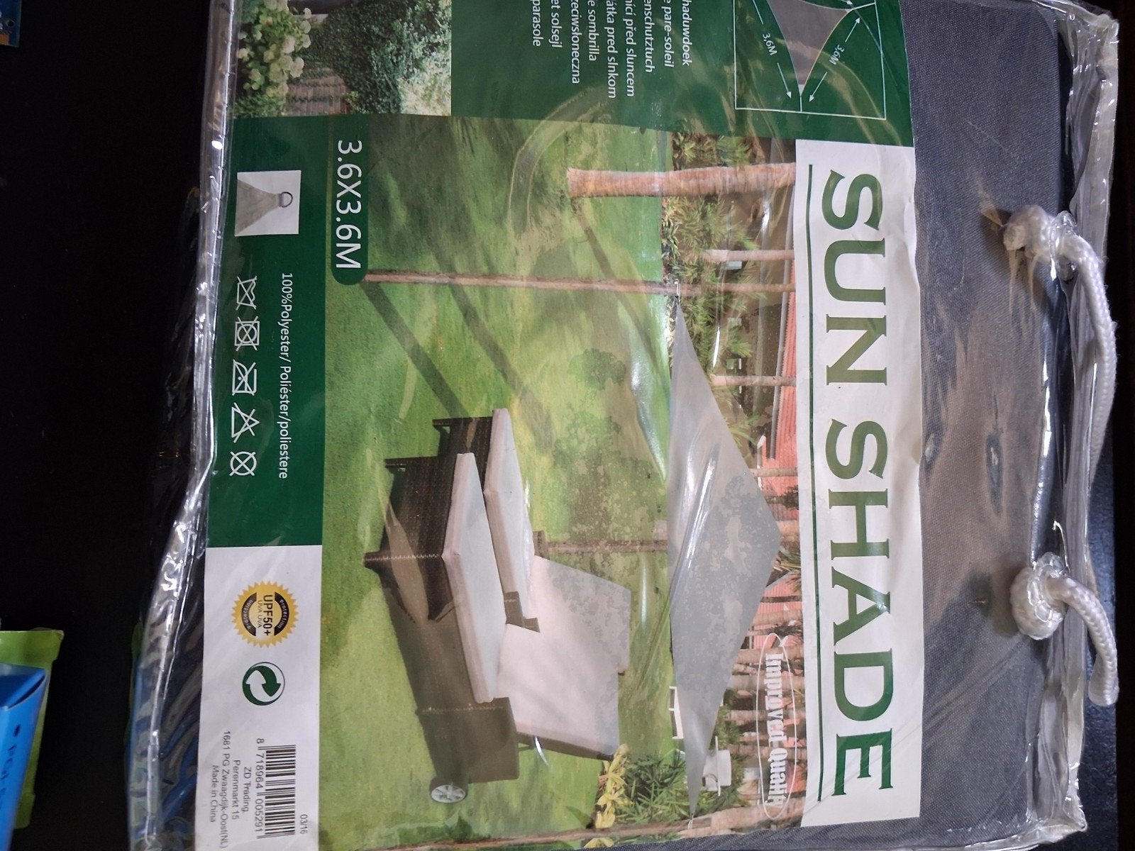 Nieuw Zonnezeil 3.6x3.6M - Ideaal voor Tuin/Terras, Tuin en Terras, Schaduwdoeken, Ophalen of Verzenden, Nieuw