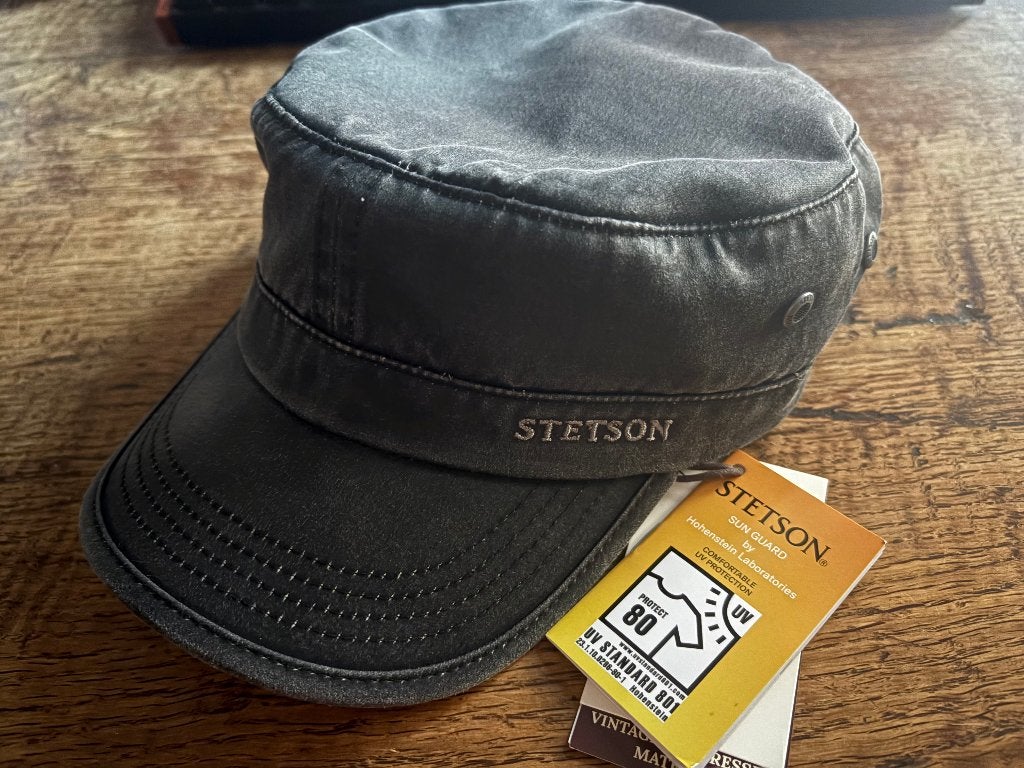 Stetson Datto Army Cap (zwart), Stetson, Ophalen of Verzenden, 58 of 59 cm (L, 7¼ of ⅜ inch), Pet