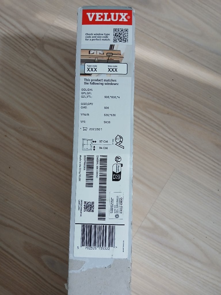 Nieuw Velux verduisterend dakraamgordijn donkerblauw, Ophalen, Overige materialen, Rolgordijn, 94 cm