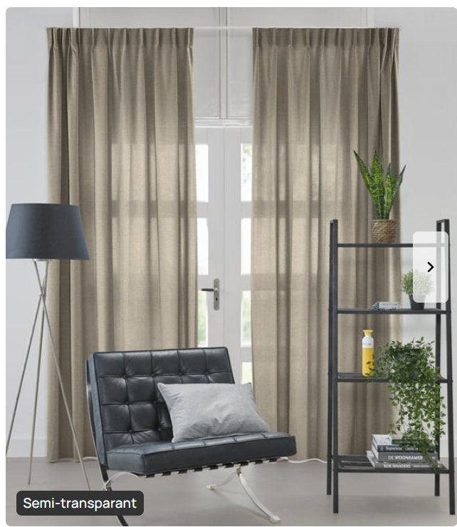 NIEUW! Inbetween gordijn Veneta (Truth Taupe VTRHG05), Huis en Inrichting, Stoffering | Gordijnen en Lamellen, Ophalen of Verzenden