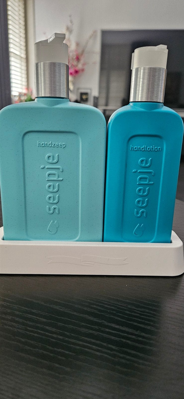 Seepje Handzeep & Handlotion Set met Houder, Gebruikt, Blauw, Overige merken, Zeepdispenser/zeepbakje