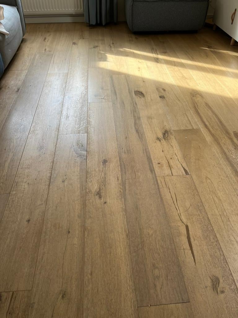 Lamelparket Eiken rustiek, 50m2, Doe-het-zelf en Verbouw, Vloerdelen en Plavuizen, Gebruikt, 10 m² of meer, 10 tot 30 cm, Hout
