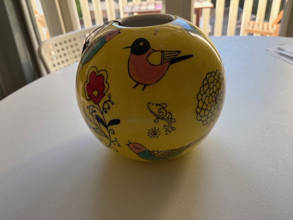 Vaas Villa Pottery - Happy Ball, Ophalen, Geel, Nieuw, Steen/keramiek