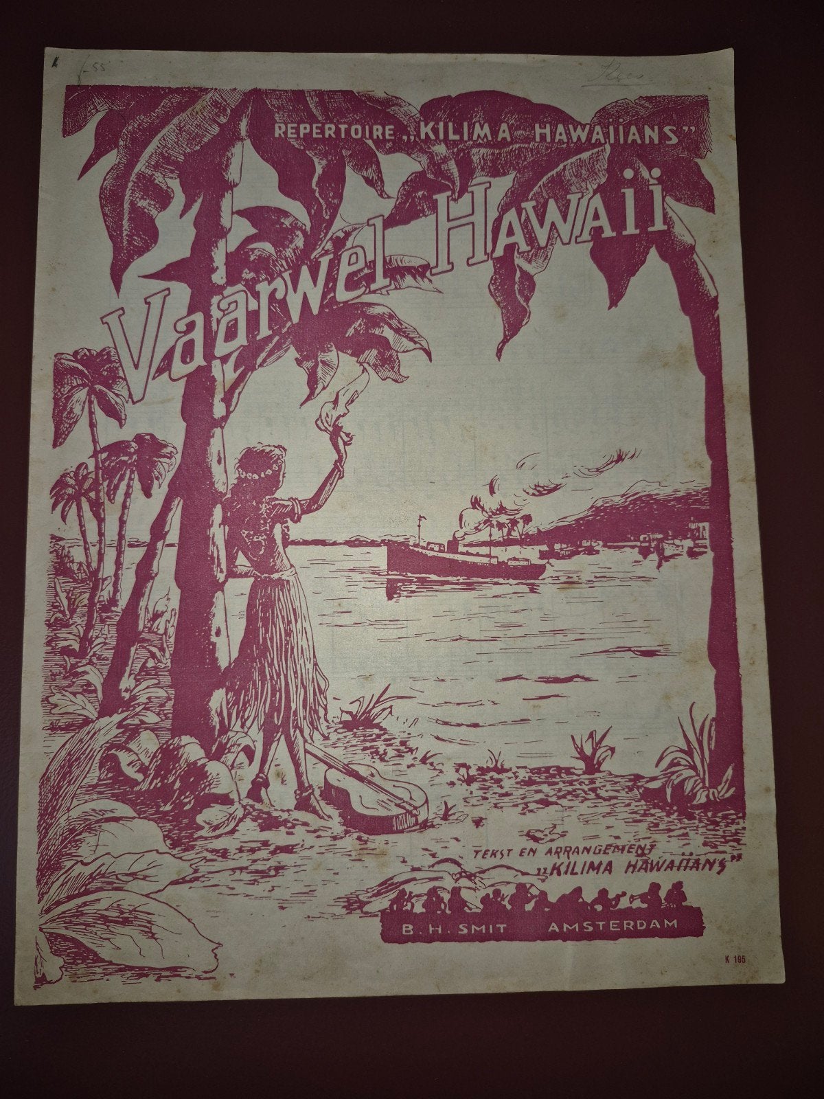 Bladmuziek "Vaarwel Hawaii" - Kilima Hawaiians, Gitaar, Gebruikt, Wereldmuziek, Ophalen of Verzenden