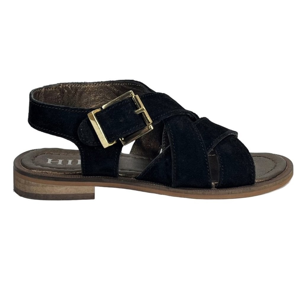 HIP maat 37 lerensandaal zwart kruisbanden/gesp - SUPER SALE, Kinderen en Baby's, Kinderkleding | Schoenen en Sokken, Nieuw, Schoenen