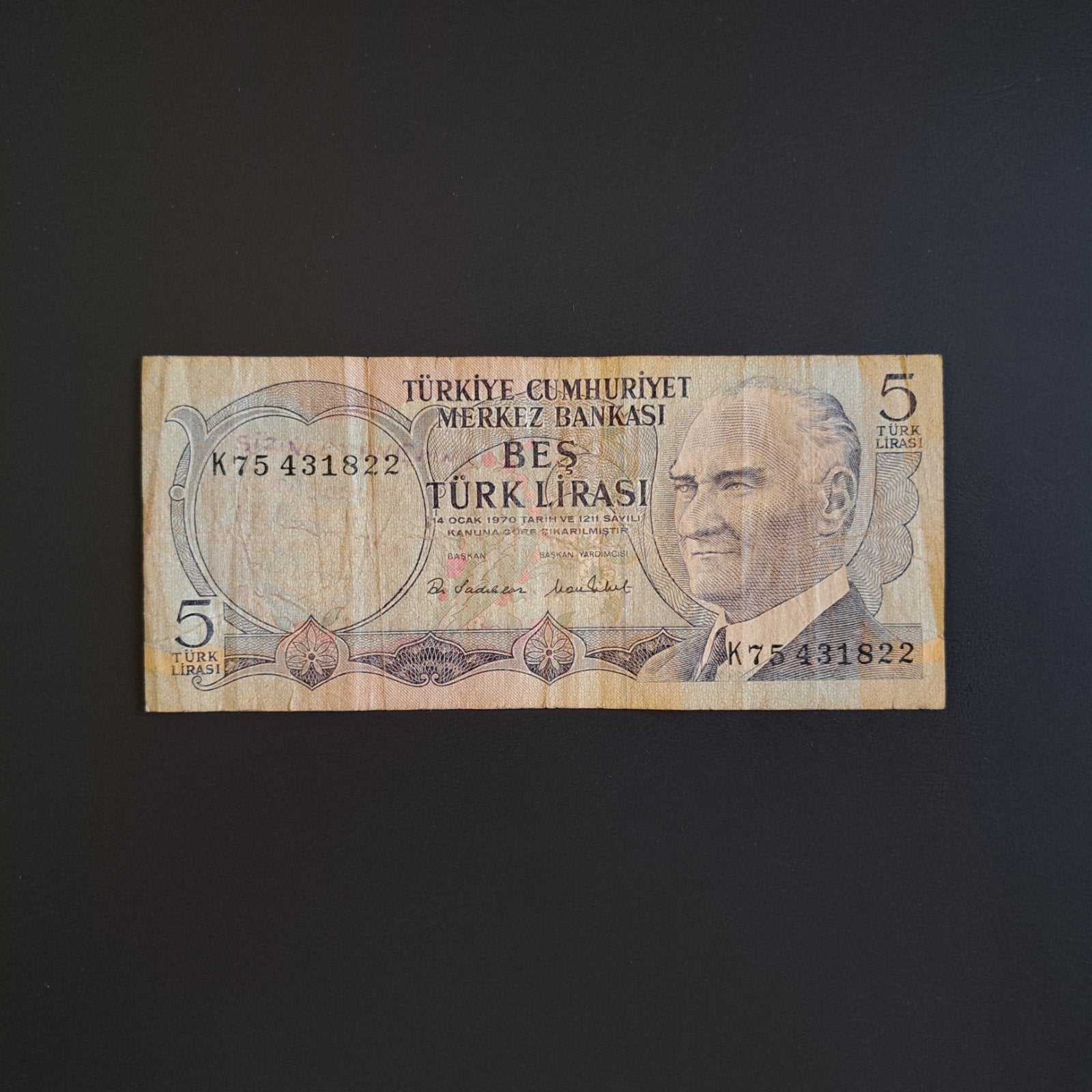 5 lira Turkije #005, Postzegels en Munten, Bankbiljetten | Europa | Niet-Eurobiljetten, Verzenden, Overige landen, Los biljet