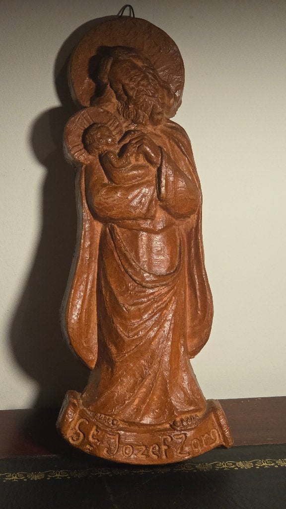 Terracotta Wandbeeld Sint-Jozef Atelier Raaymakers, Antiek en Kunst, Ophalen of Verzenden