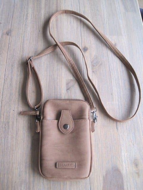 telefoontas/avondtas. Beagles. Cognac. 12/18 cm. Kunstleer., Ophalen of Verzenden, Zo goed als nieuw, Bruin, Overige typen