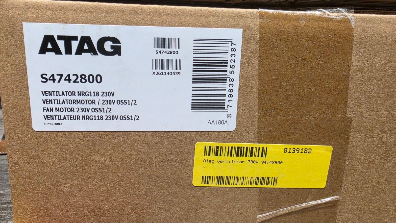 ATAG Ventilator NRG118 230V S4742800 - Nieuw in doos, Ophalen of Verzenden, Nieuw, Overige