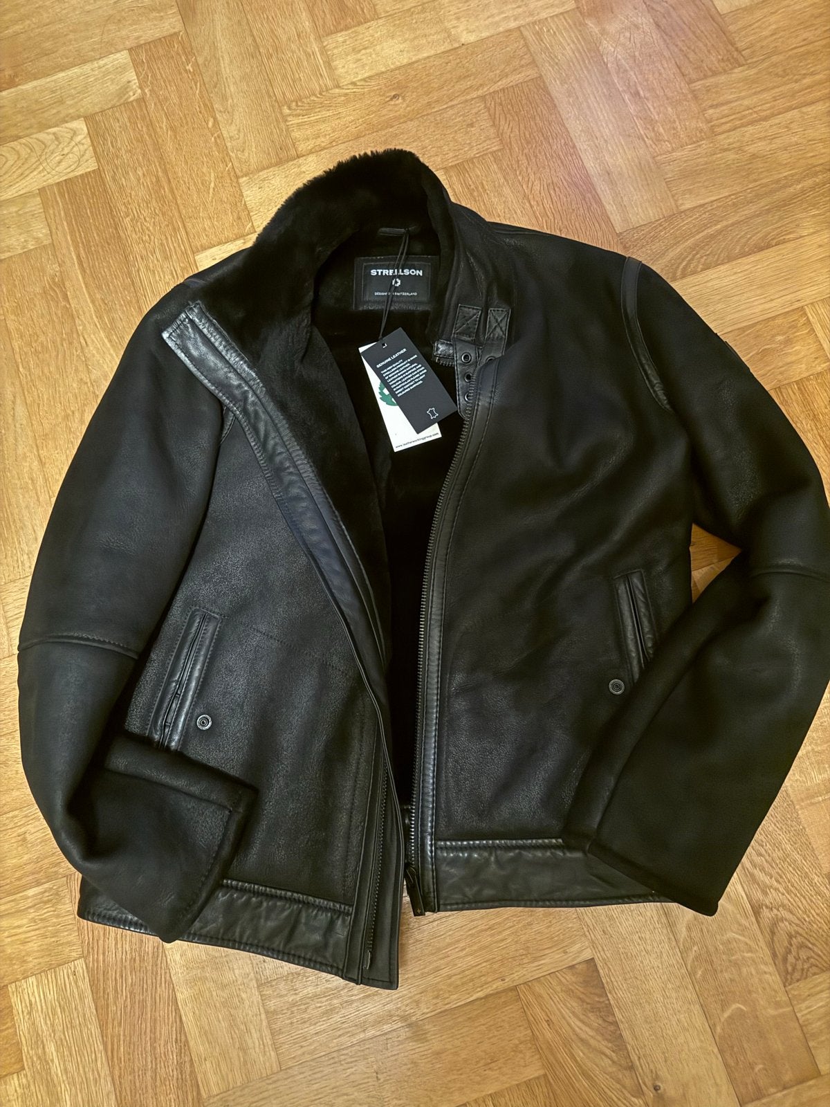 STRELLSON Heren Lammy Coat Lambsleer+Vacht Maat 50 (M), Ophalen of Verzenden, Nieuw, Maat 48/50 (M), Zwart
