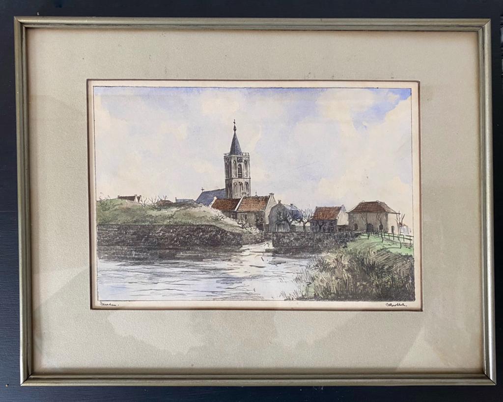 B. Brobbel aquarel tekening Naarden, Antiek en Kunst, Ophalen of Verzenden