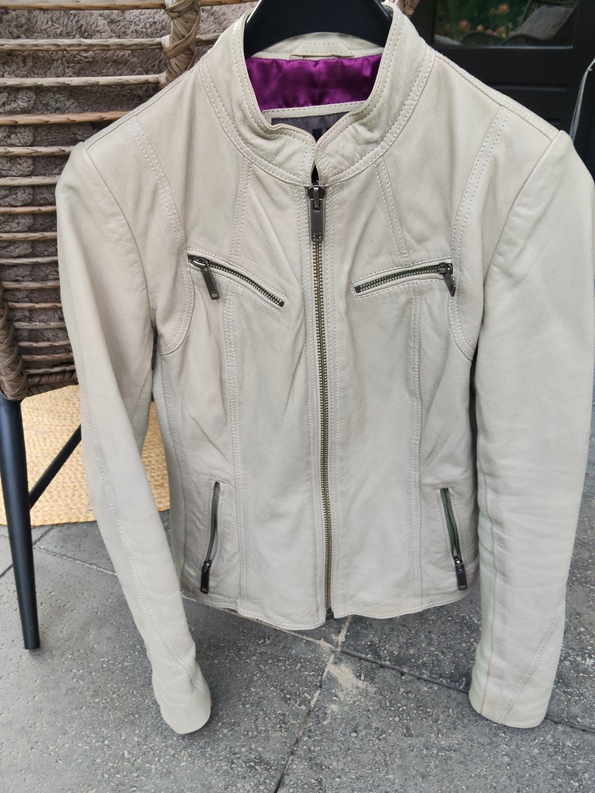 AIM Leren Jasje Maat S - Beige, Kleding | Dames, AIM, Beige, Ophalen of Verzenden, Maat 36 (S)