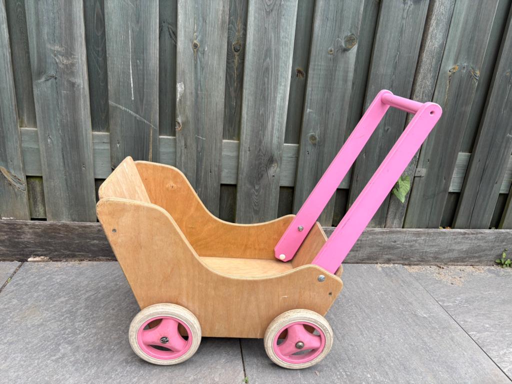 Houten poppenwagen, Ophalen, Gebruikt, Babypop