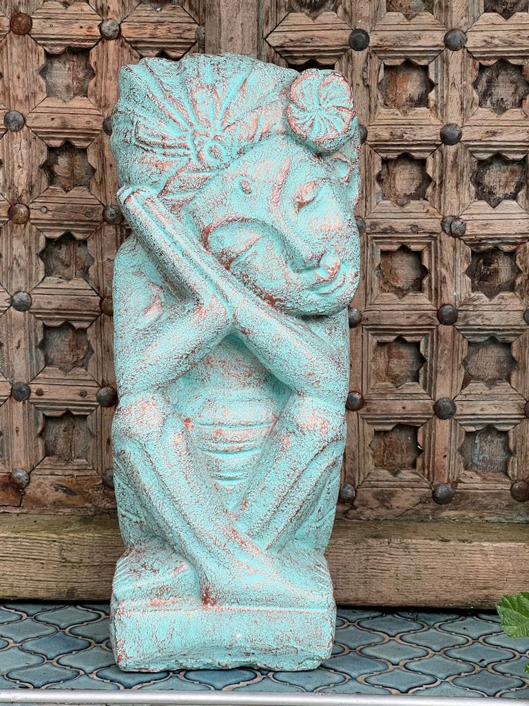 Beeld uit Bali Indonesie Balinees beeld van beton blauw 51cm, Ophalen, Nieuw, Fantasy