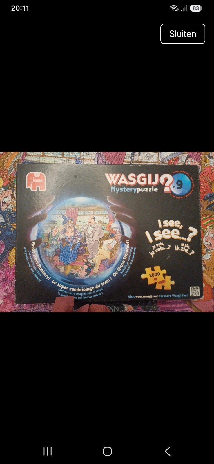 Wasgij Mystery 9: De Grote Treinroof (mist 1 stukje), Ophalen of Verzenden, 500 t/m 1500 stukjes, Gebruikt, Legpuzzel