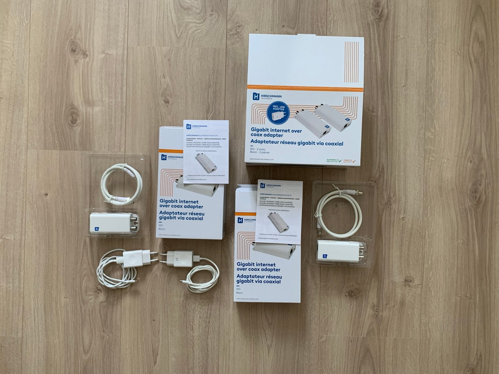 Hirschmann Gigabit Internet over coax adapter (2 stuks), Ophalen of Verzenden, Zo goed als nieuw