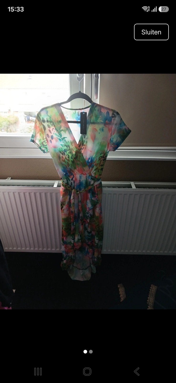 Zomerse wikkeljurk met bloemenprint mama&dochter match, Maat 38/40 (M), Meerkleurig, Nieuw, Ophalen of Verzenden