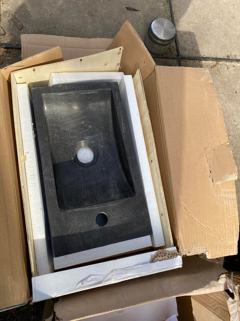 Hardsteen fonteinset Nieuw in doos, Ophalen of Verzenden, Nieuw, Chroom, Wastafel