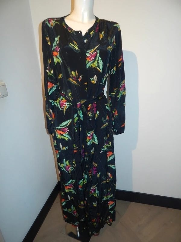 Pom Amsterdam lange jurk pracht print goud detail mt 4