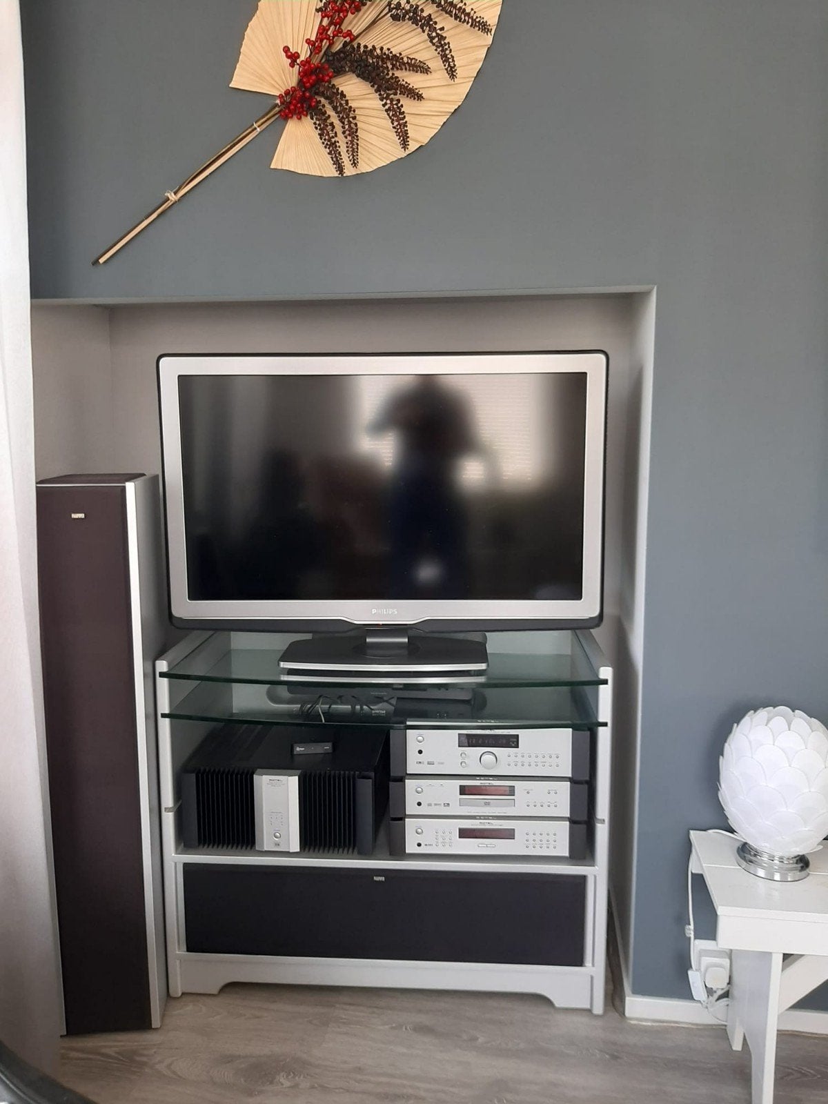 Audiumeubel met glazen platen - Hoogte 82cm, Ophalen, Gebruikt, 50 tot 100 cm, Glas