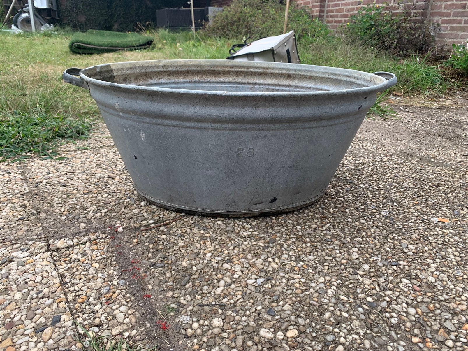 Antieke zinken teil - Vintage wasbak/plantenbak, Ophalen