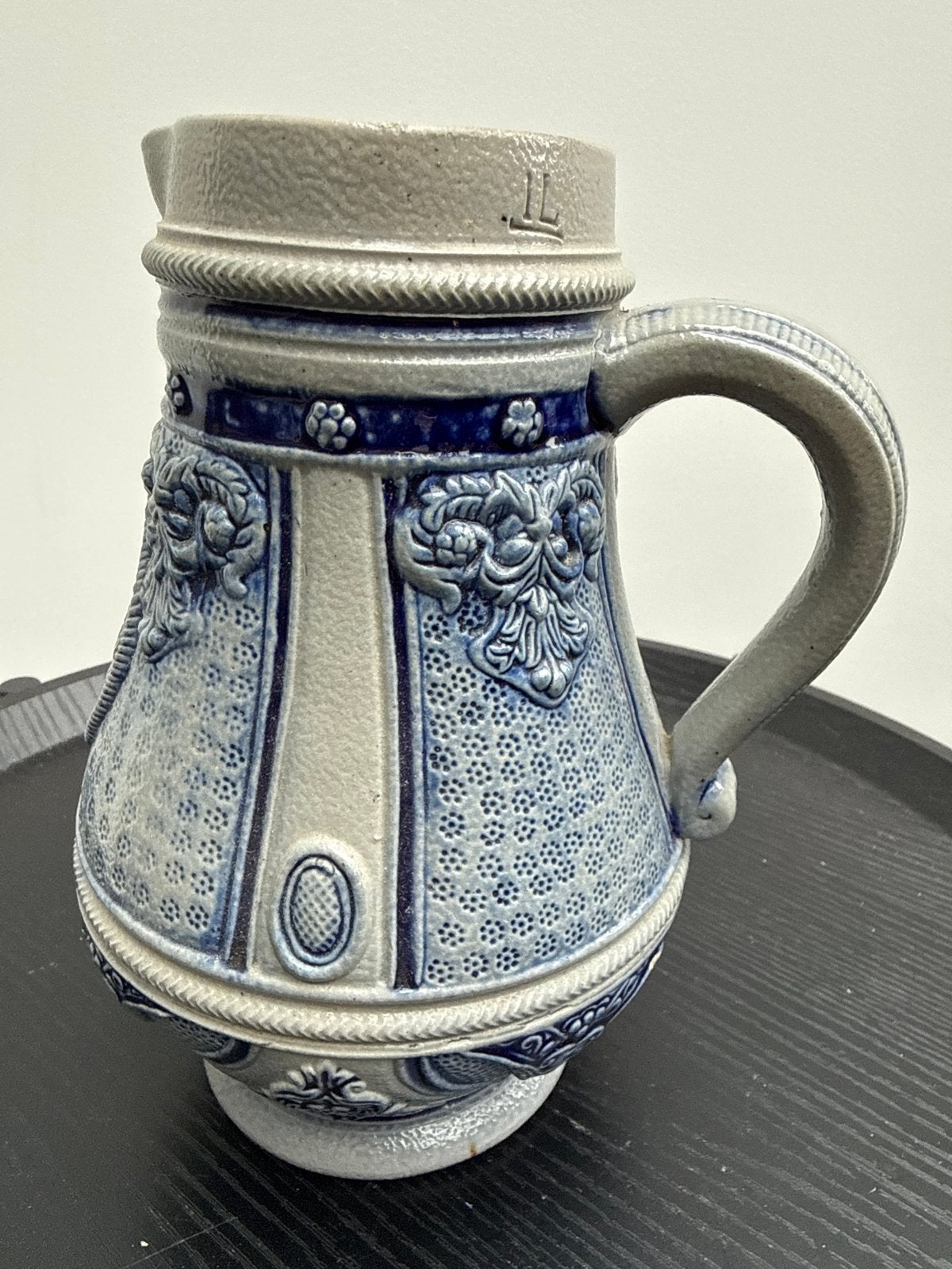 Antieke Duitse Westerwald Bierpul - Zoutgeglazuurd (ca. 1900, Antiek en Kunst, Ophalen