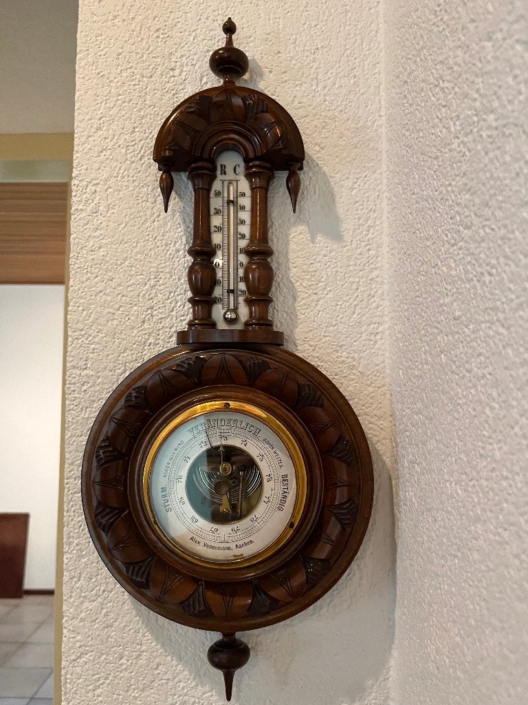 Antieke barometer met temperatuur, Ophalen, Gebruikt, Barometer