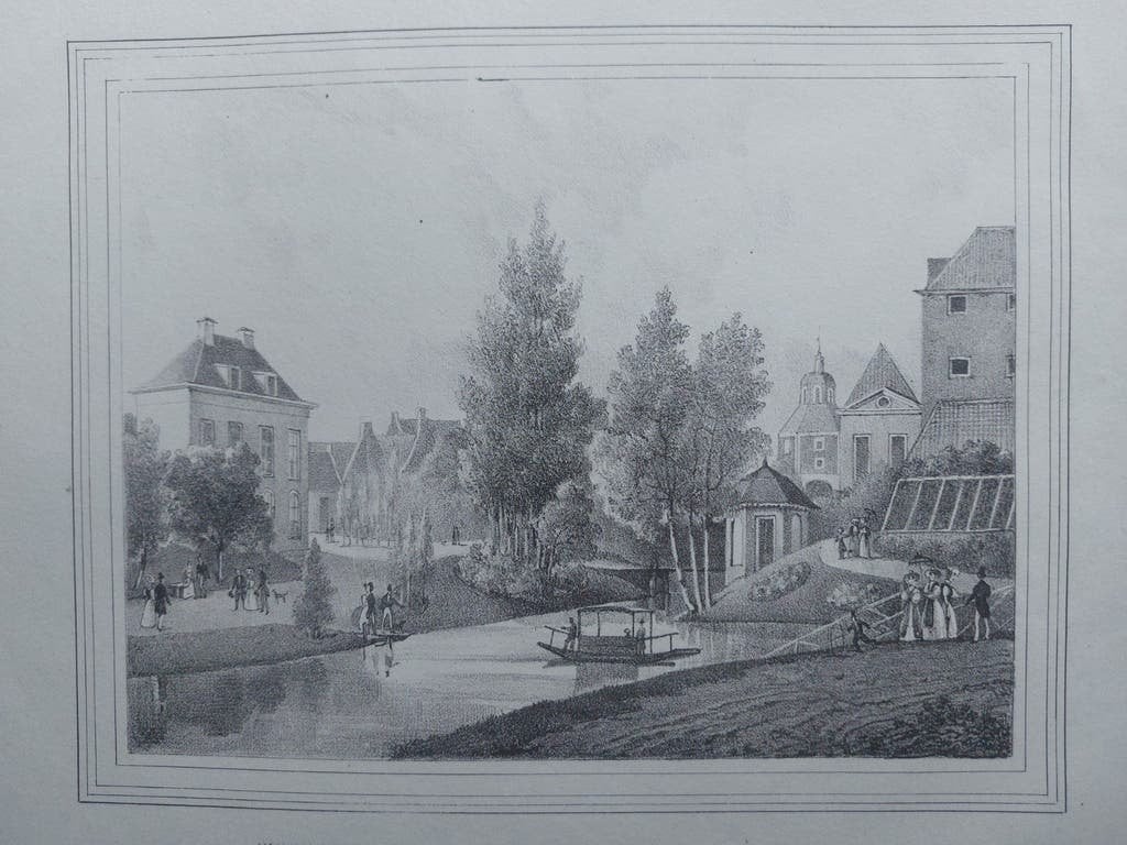 7 / Aanleg van de Zonstraat Utrecht Originele steendruk 1830, Antiek en Kunst, Gesigneerd in de plaat, Ophalen of Verzenden, Kaarten en plattegronden