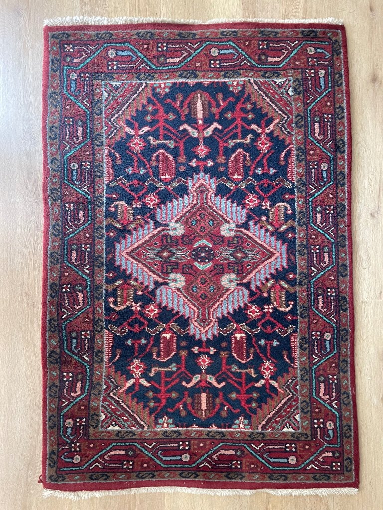 Handgeknoopt Perzisch Zageh tapijt 132 x 88 cm, Ophalen, Gebruikt, 100 tot 150 cm, 50 tot 100 cm