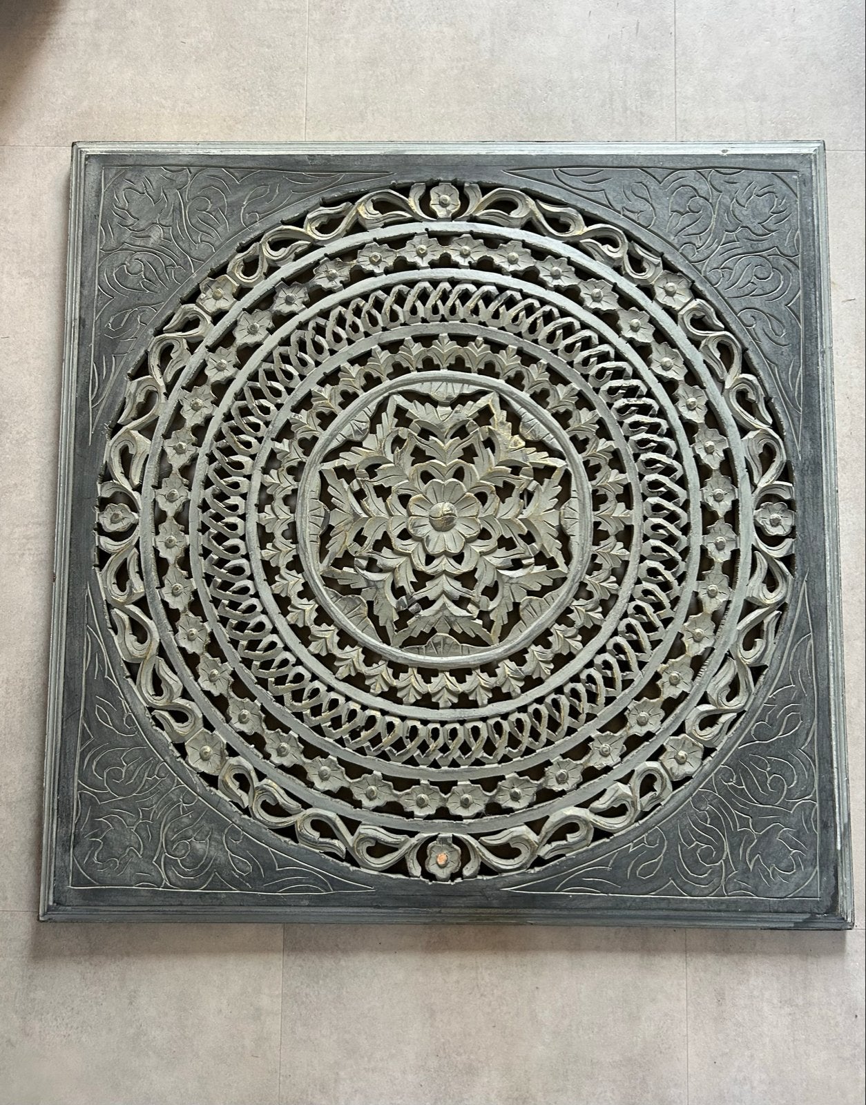 houten wandpaneel met mandala-design PTMD, Huis en Inrichting, Woonaccessoires | Wanddecoraties, Ophalen, Gebruikt, Hout, Vintage