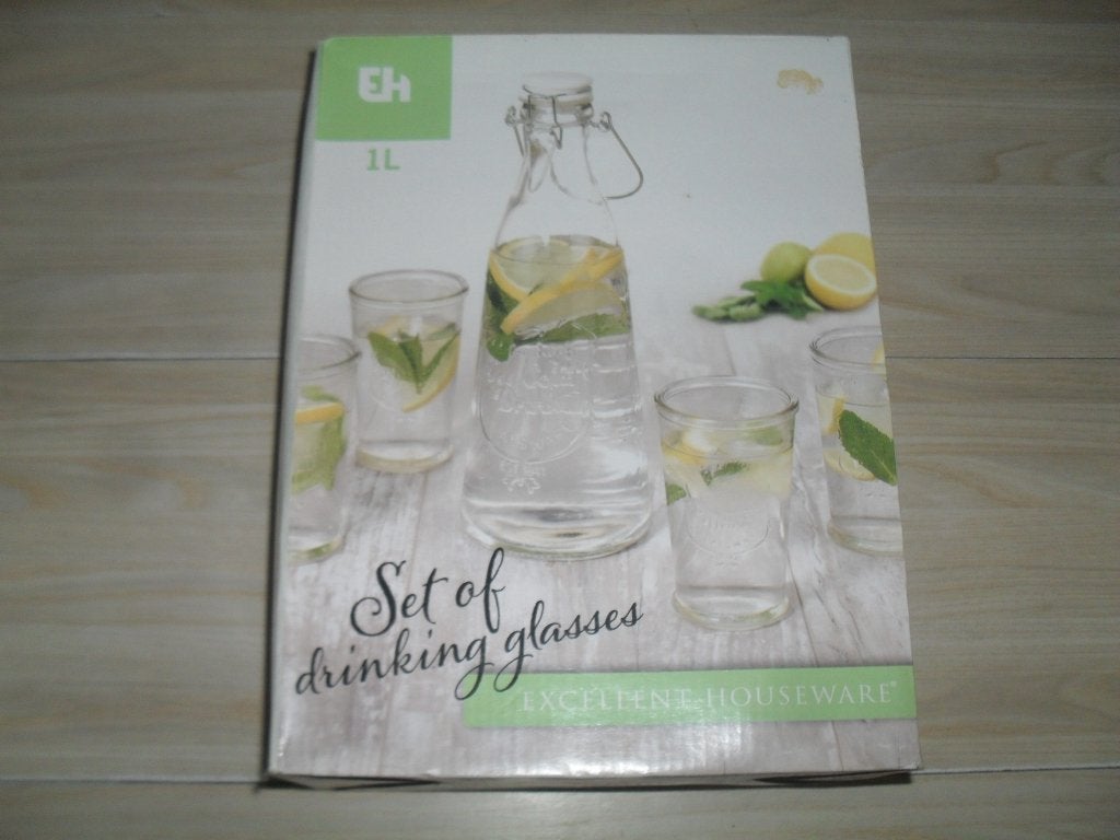 Set drinkglazen ( 4 ) met drinkfles, Ophalen, Nieuw