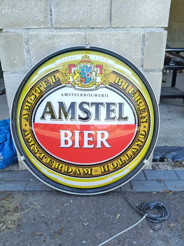 Amstel Bier Lichtbak - Vintage Reclamebord, Ophalen, Gebruikt, Lichtbak of (neon) lamp