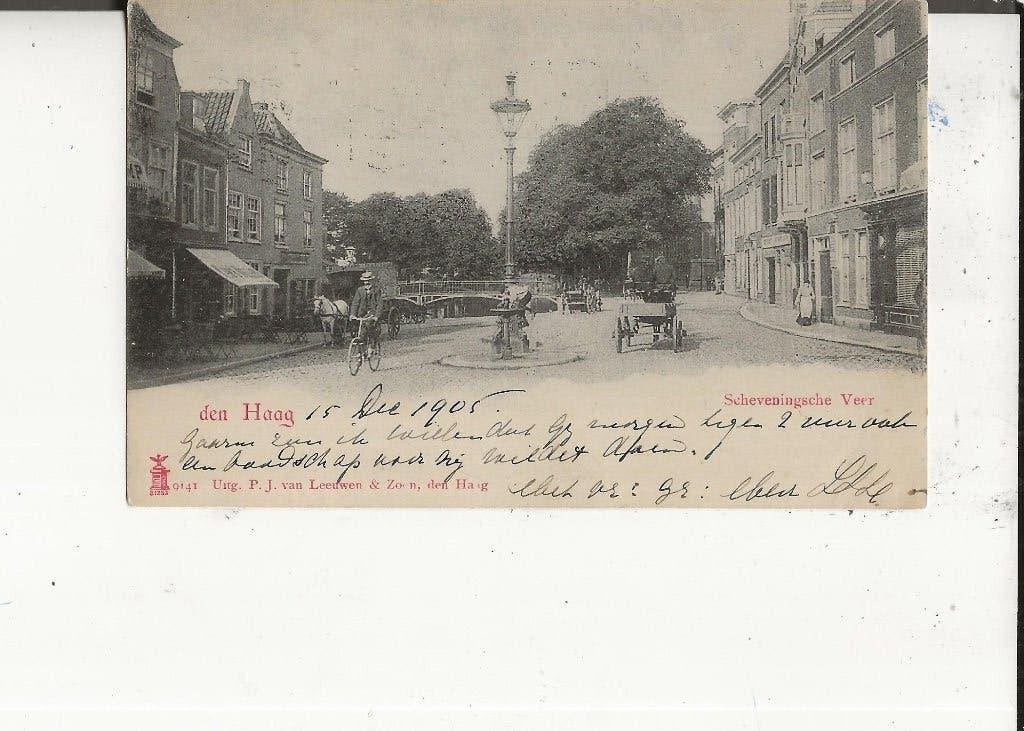 Den Haag Scheveningsche Veer met koetsen 16-12-1905, Ophalen of Verzenden, Voor 1920, Gelopen, Zuid-Holland