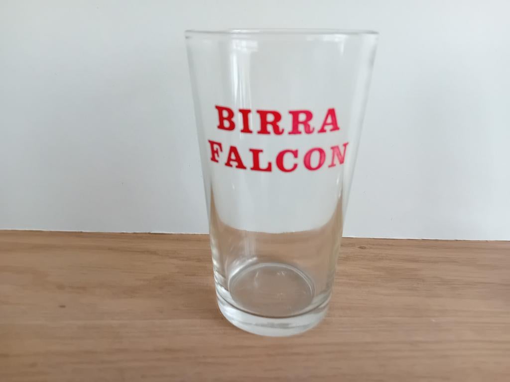 Birra Falcon glas, Ophalen of Verzenden, Zo goed als nieuw, Glas of Glazen, Overige merken