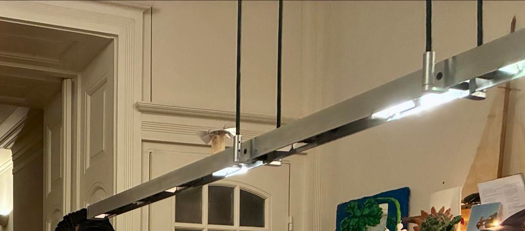 Anta Tieso design hanglamp geborsteld staal, 166 cm, Ophalen, Zo goed als nieuw, Metaal, 75 cm of meer