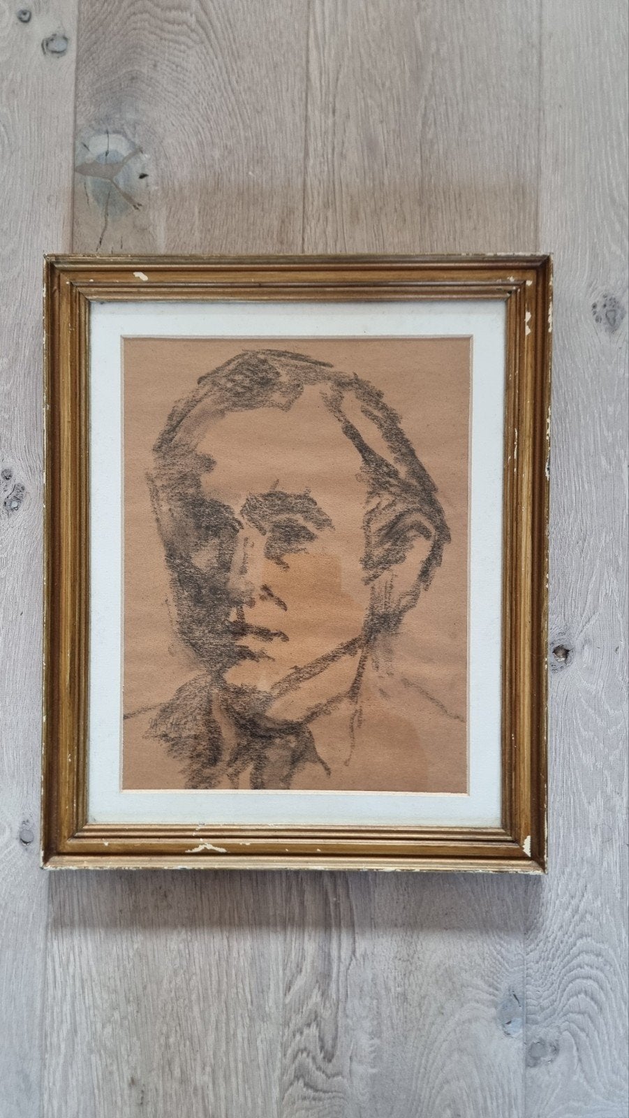 Portret Marten Klompien door Max Ellens (De Ploeg), Ophalen of Verzenden, Tekening, Houtskooltekening, Gesigneerd