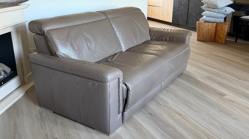 Lederen relaxbank, elektrisch verstelbaar, tiptoets, Huis en Inrichting, Ophalen, Gebruikt, 150 tot 200 cm, Driepersoons