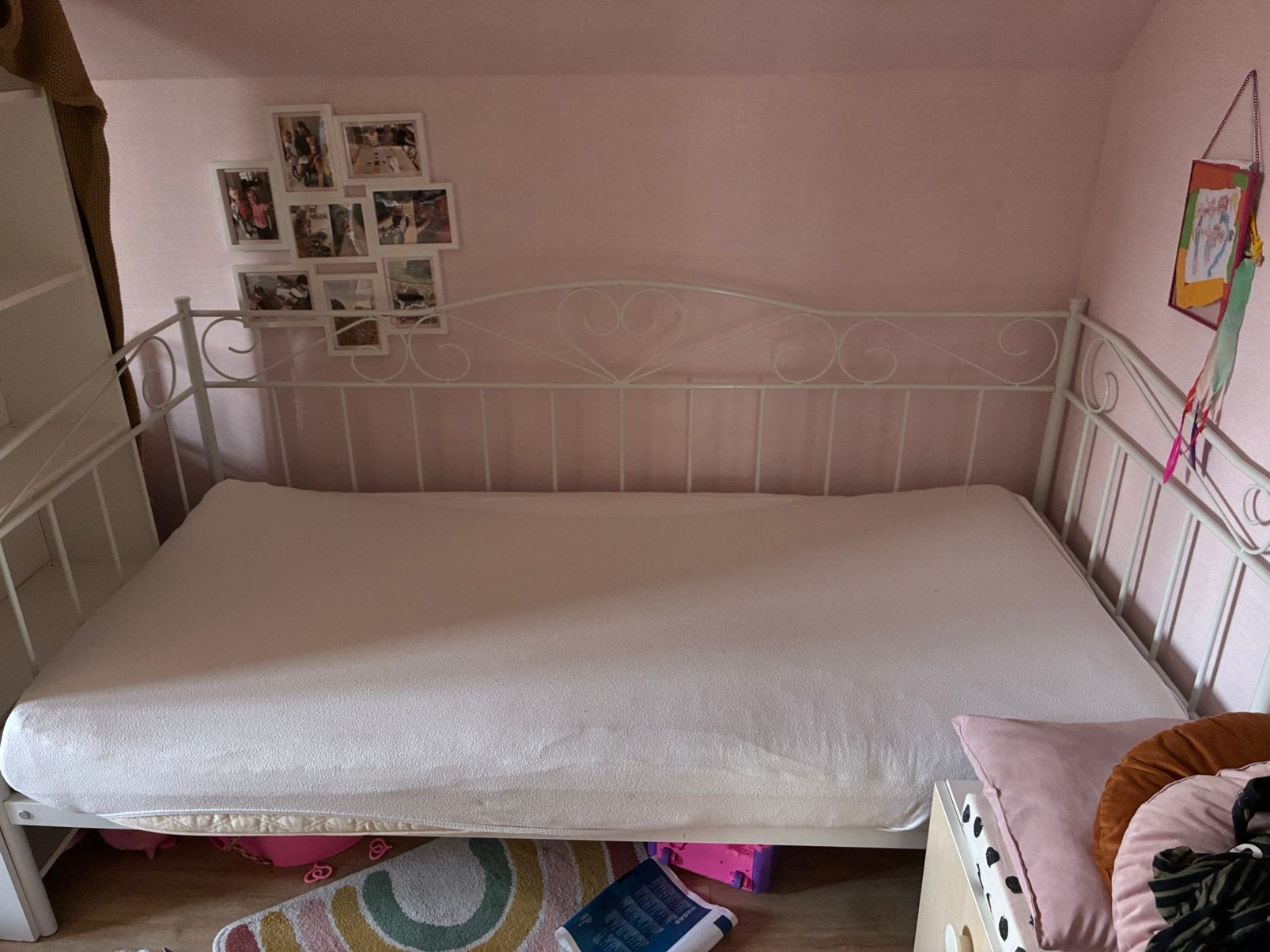 Wit meisjes bed, 85 tot 100 cm, Zo goed als nieuw, 180 cm of meer, Ophalen