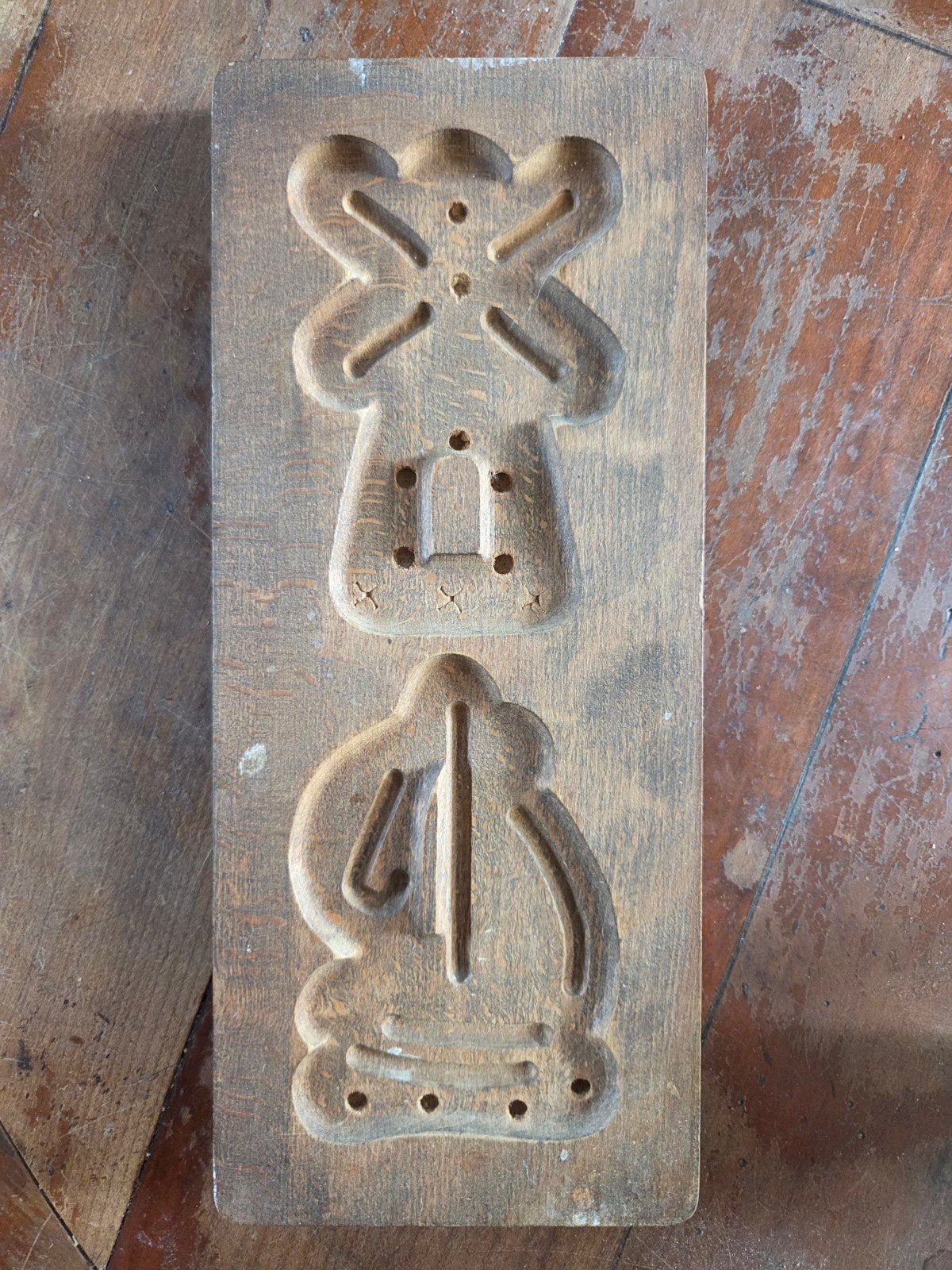 Antieke houten speculaasplank - Molen en Sint, Antiek en Kunst, Ophalen of Verzenden
