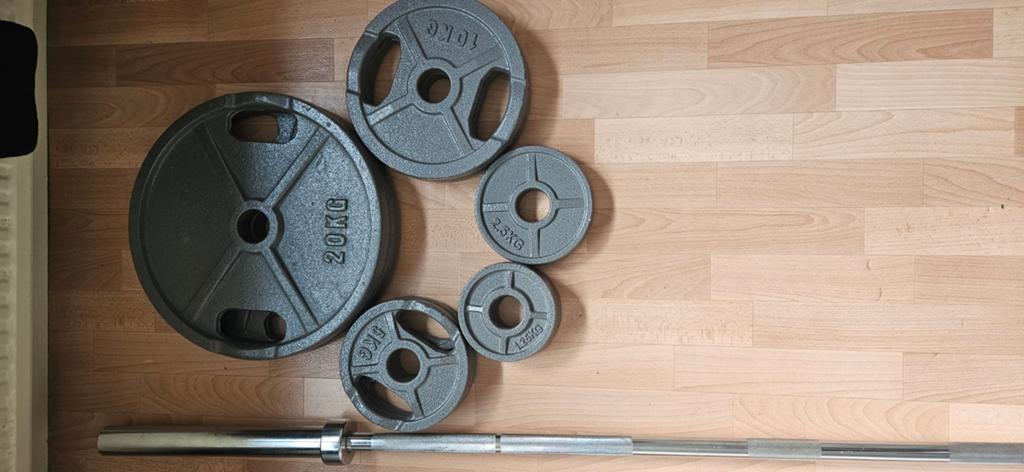 Olympische stang 20kg + Gietijzer 80 kg, Ophalen