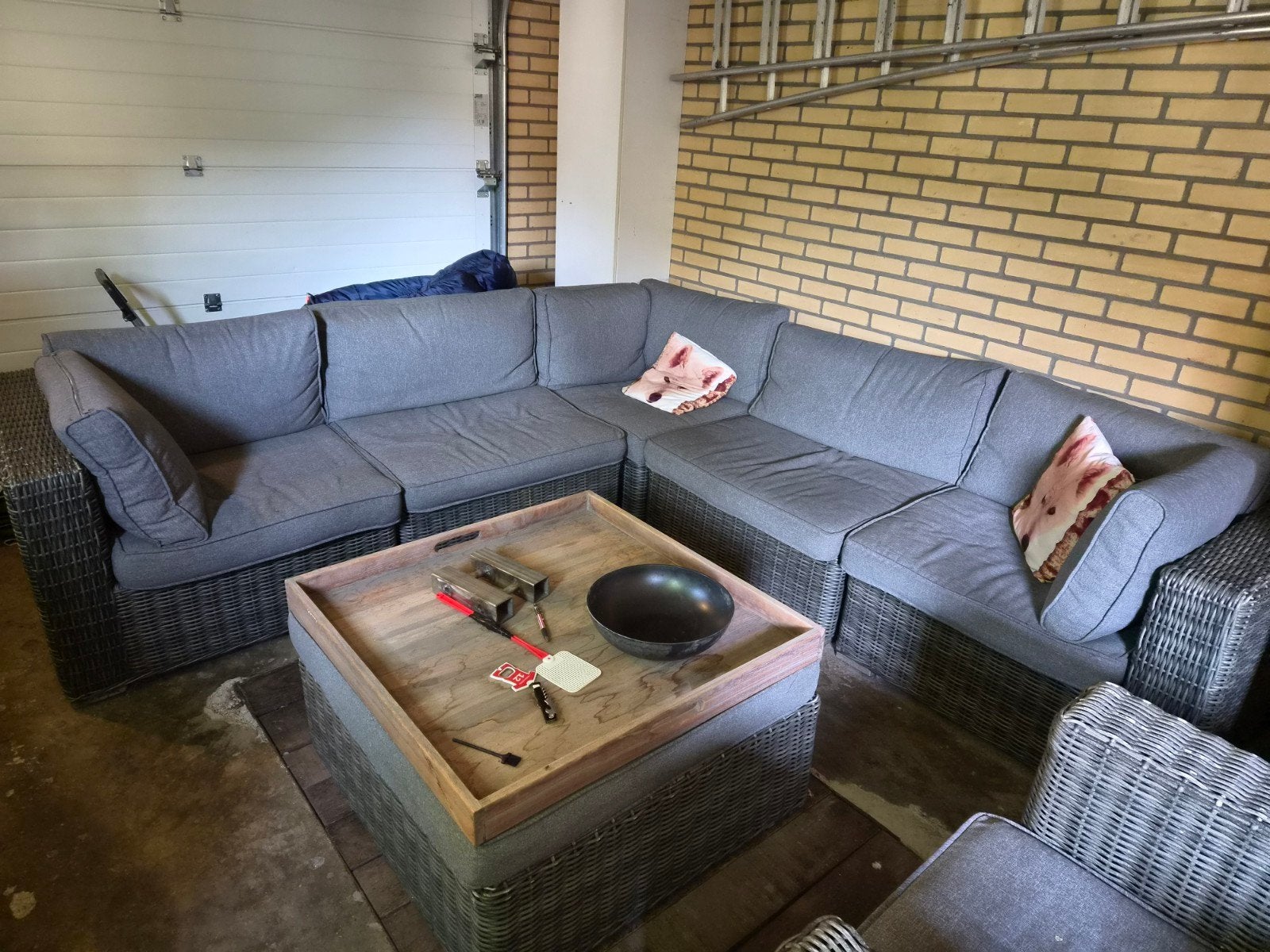 Grote Wicker Loungeset met 7 Zitplaatsen en Losse Stoel, Ophalen, Gebruikt, Loungeset, Wicker