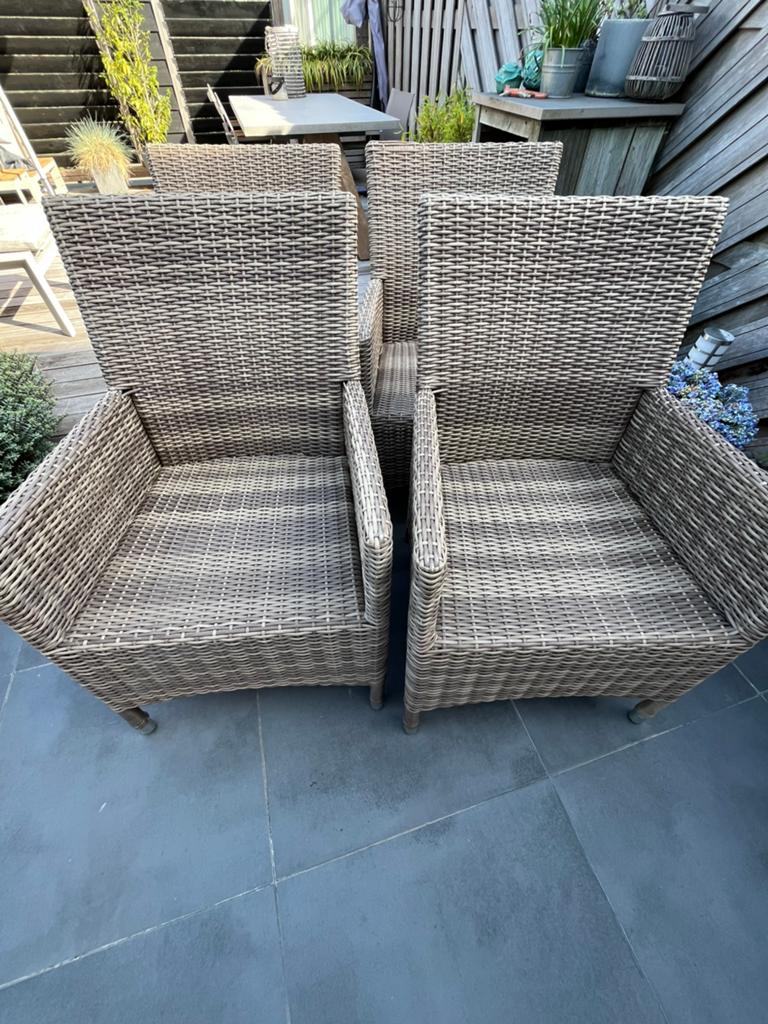 4 wicker tuinstoelen, Tuin en Terras, Tuinstoelen, Ophalen, Gebruikt, Wicker