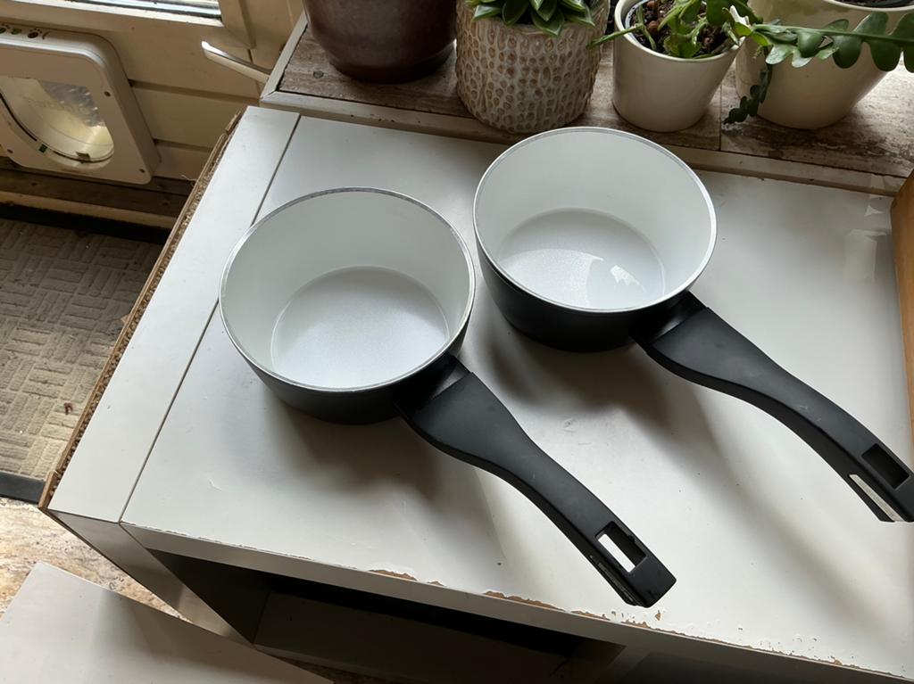 Berndes aluminium steelpan met coating 16cm, ook inductie, Ophalen of Verzenden, Gebruikt, Aluminium, Kookpan of Snelkookpan